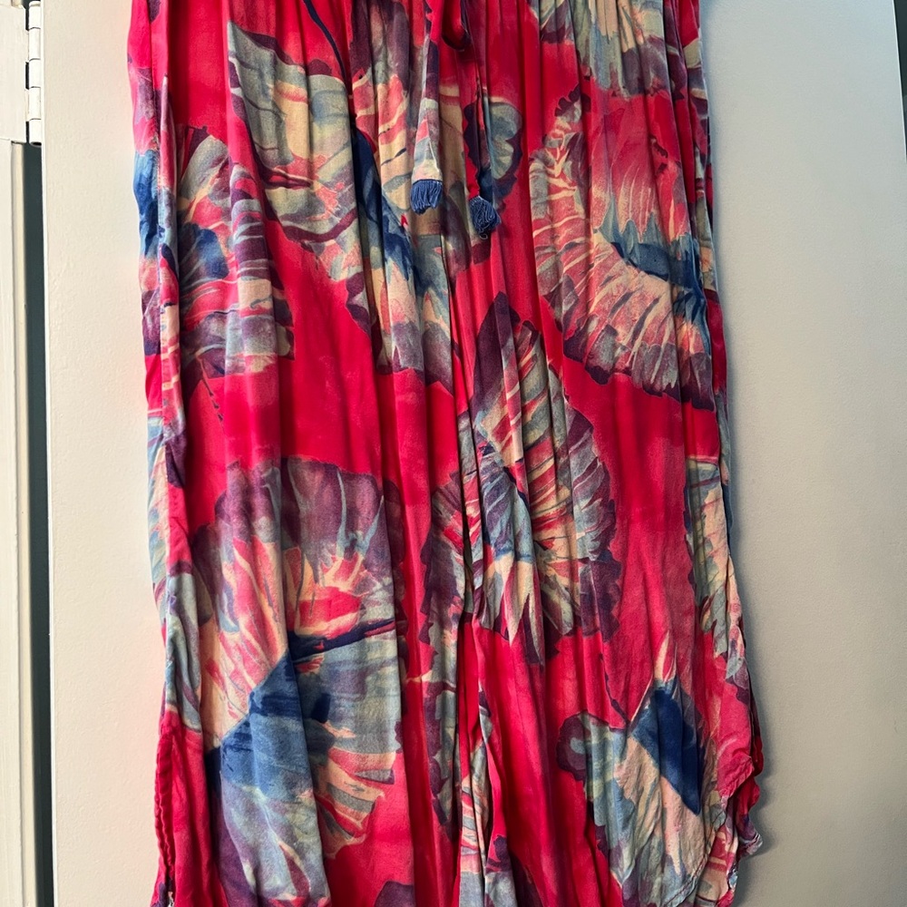 Anthropologie Pink and Blue Wide Leg Pants